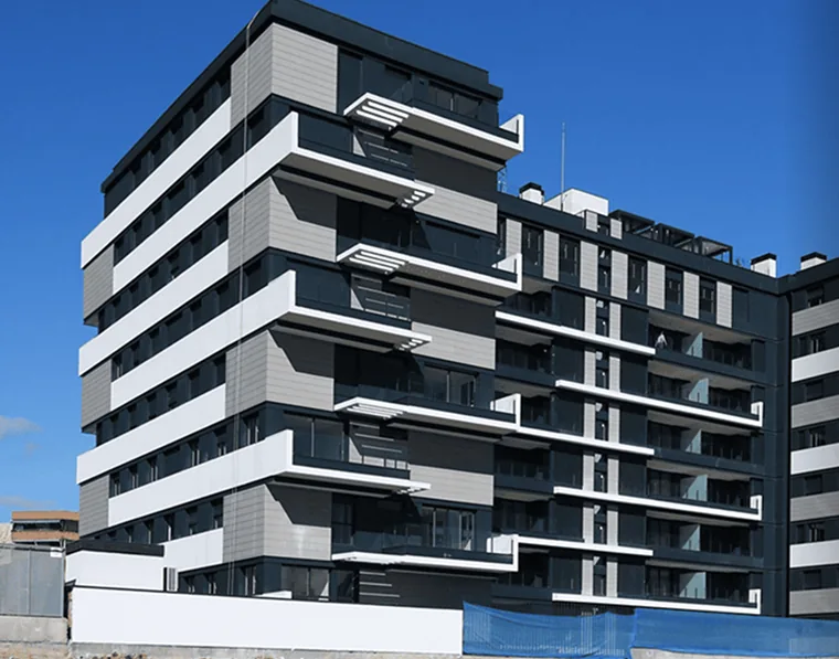 Modern apartment building with balconies